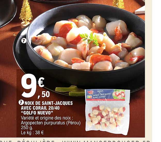 noix de saint-jacques avec corail 20/40 "golfo nuevo"