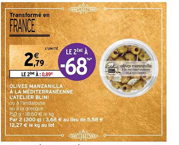 olives manzanilla à la méditerranéenne l'atelier blini