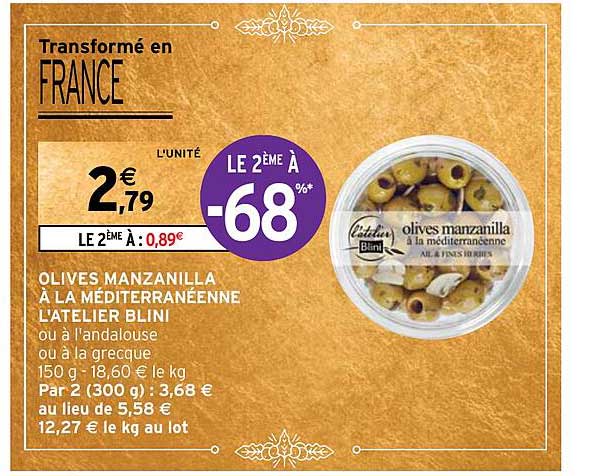 olives manzanilla à la méditerranéenne l'atelier blini