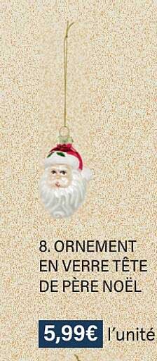 Ornement En Verre Tête De Père Noël