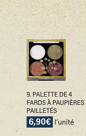 palette de 4 fards à paupières pailletés
