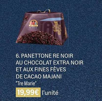 panettone re noir au  chocolat extra noir et aux fines fèves de cacao majani "tre marie"