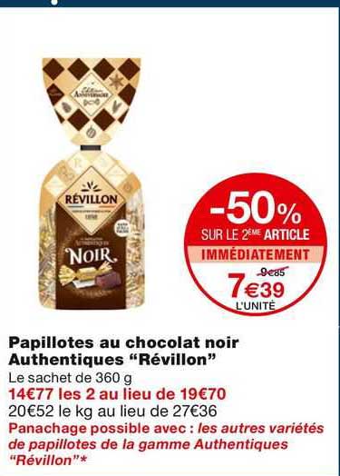papillotes de chocolat noir authentiques "révillon"