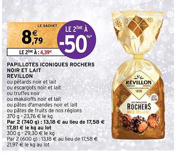papillotes iconiques rochers noir et lait revillon le 2ème à -50%
