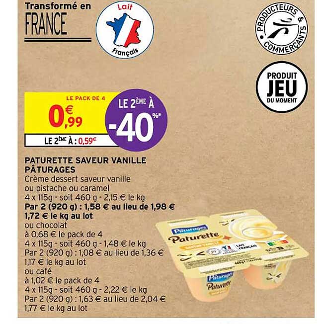 Paturette Saveur Vanille Pâturages