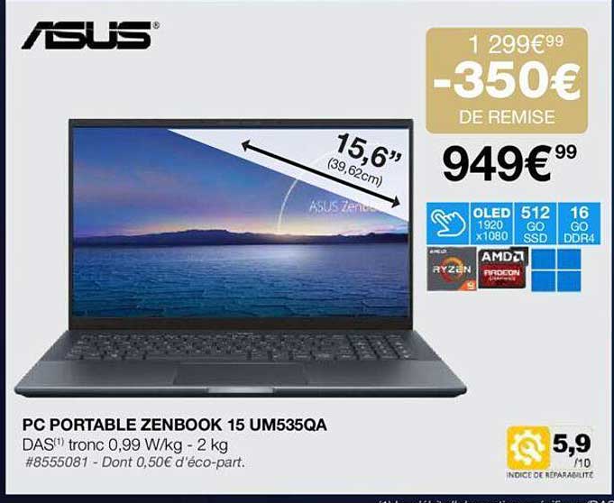 pc portable zenbook 15 um535qa asus