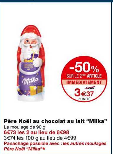 père noël au chocolat au lait "milka"