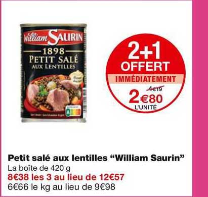 petit salé aux lentilles "william saurin"