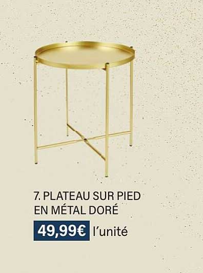 Plateau Sur Pied En Métal Doré