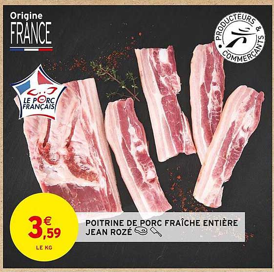 poitrine de porc fraîche entière jean rozé