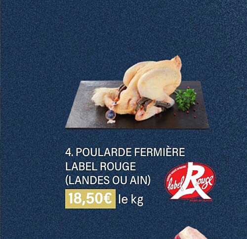 poularde fermière label rouge (landes ou ain)