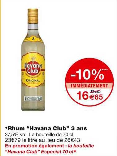 rhum "havana club" 3 ans