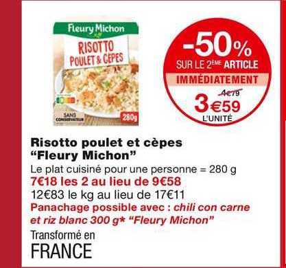 risotto poulet et cèpes "fleury michon"