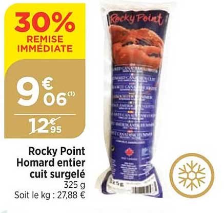 rocky point homard entier cuit surgelé