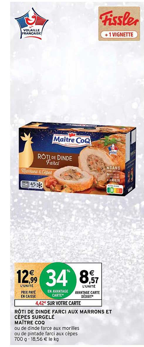 rôti de dinde farci aux marrons et cèpes surgelé maître coq
