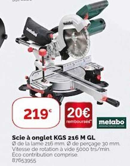 scie à onglet kgs 216 m gl metabo