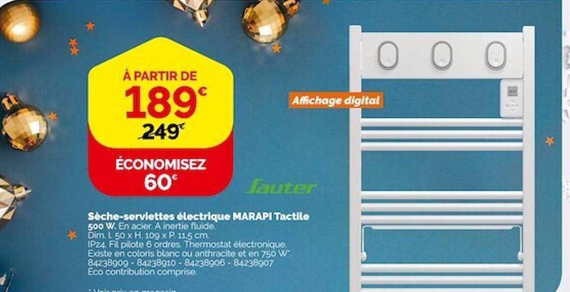 sèche-serviettes électrique marapi tactile sauter