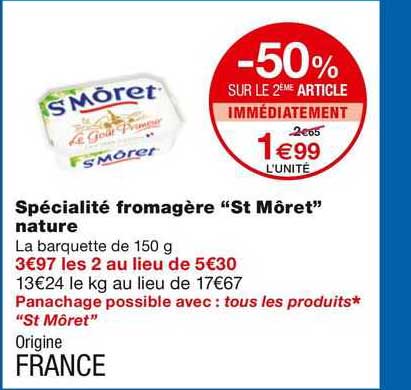 spécialité fromagère "st môret" nature