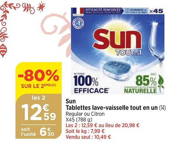 sun tablettes lave-vaisselle tout en un