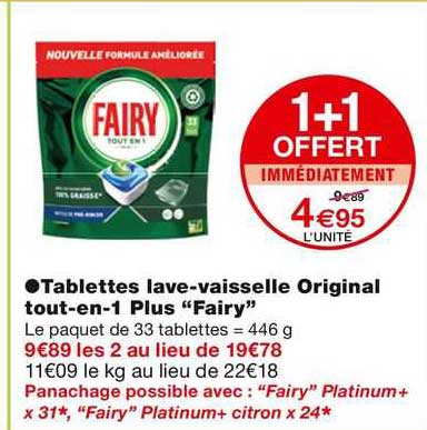 tablettes lave-vaisselle original tout-en-1 plus "fairy"