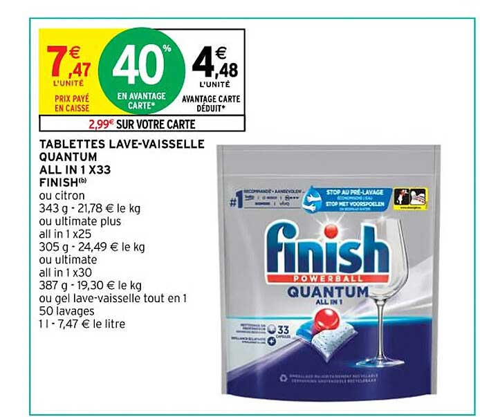 tablettes lave-vaisselle quantum all in 1 x33 finish