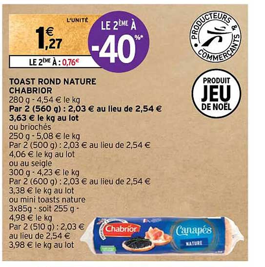 Toast Rond Nature  Chabrior