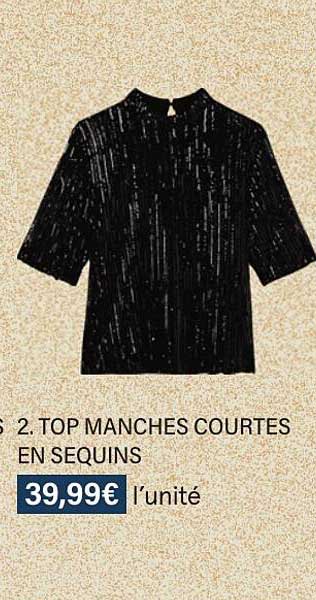 top manches courtes en sequins
