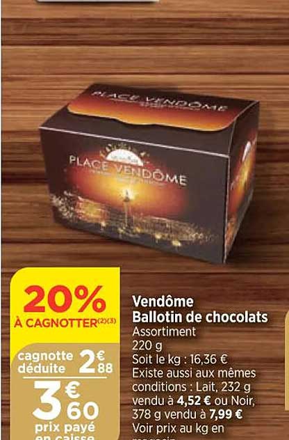 vendôme ballotin de chocolats