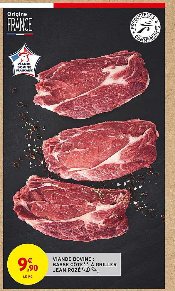 viande bovine : basse côte  à griller jean rozé