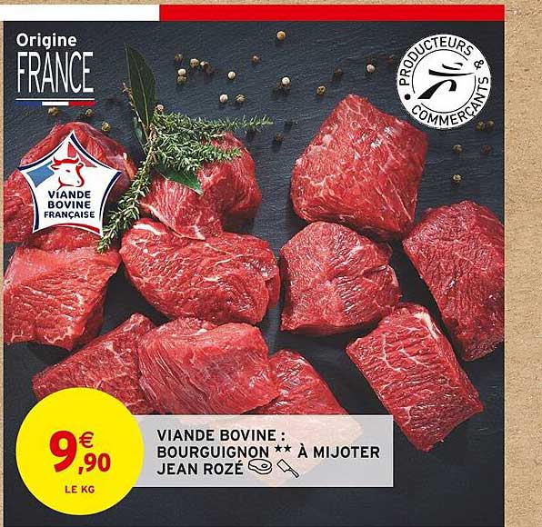 viande bovine : bourguignon à mijoter jean rozé