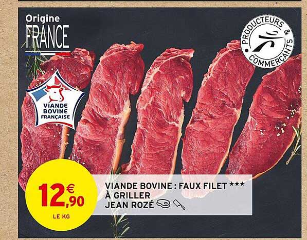 viande bovine : faux filet à griller jean rozé