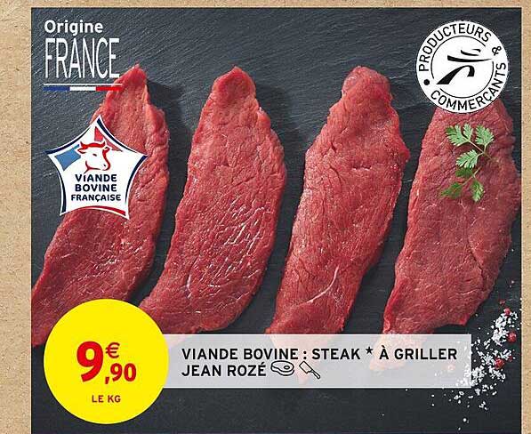 viande bovine : steak*à griller jean rozé