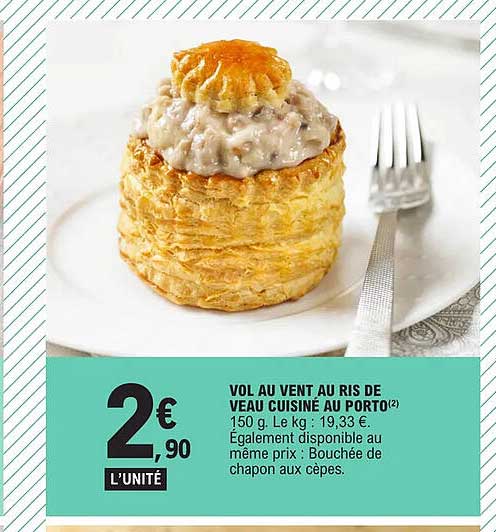vol au vent au ris de veau cuisiné au porto