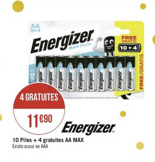 10 piles + 4 gratuites aa max
