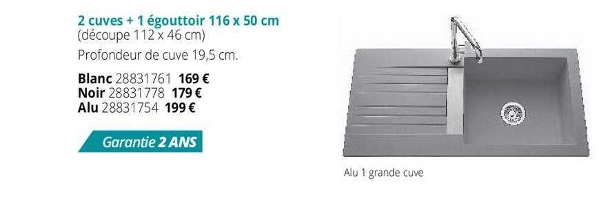 2 Cuves + 1 égouttoir 116 X 50 Cm