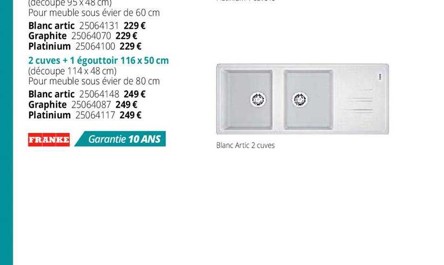 2 cuves + 1 égouttoire 116 x 50 cm  franke