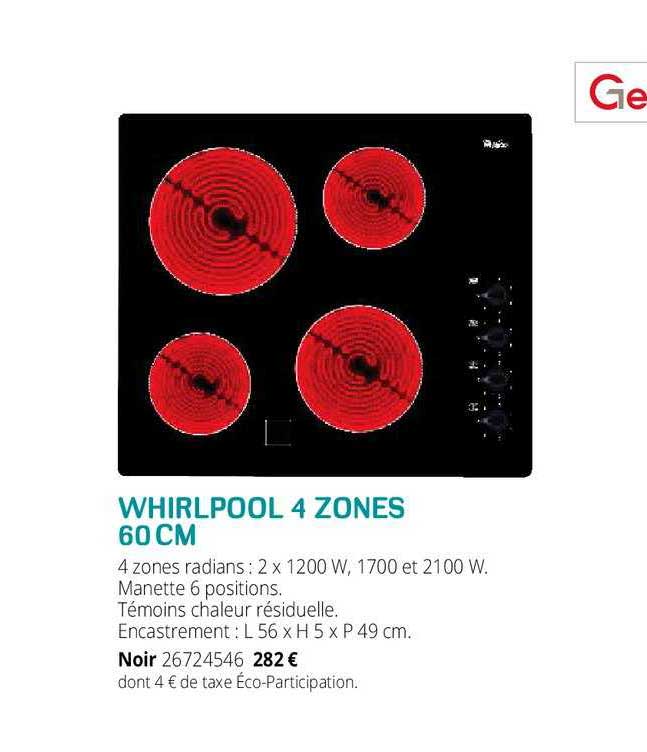 4 zones whirlpool 60 cm