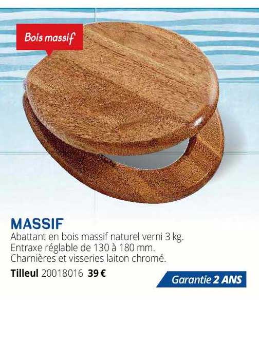 abattant en bois massif naturel verni massif