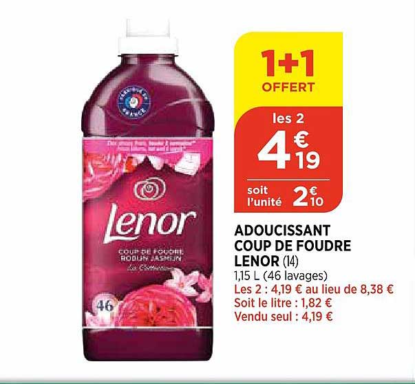 Adoucissant Coup De Foudre Lenor 1+1 Offert