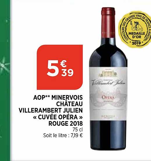 Aop Minervois Château Villerambert Julien "cuvée Opéra" Rouge 2018
