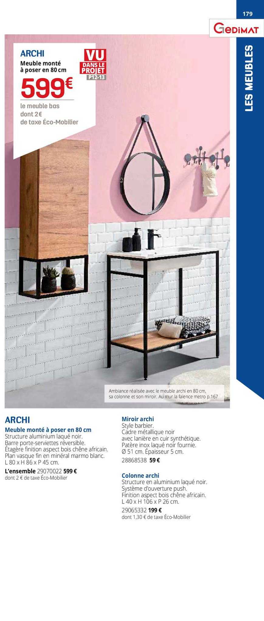 archi meuble monté à poser en 80 cm