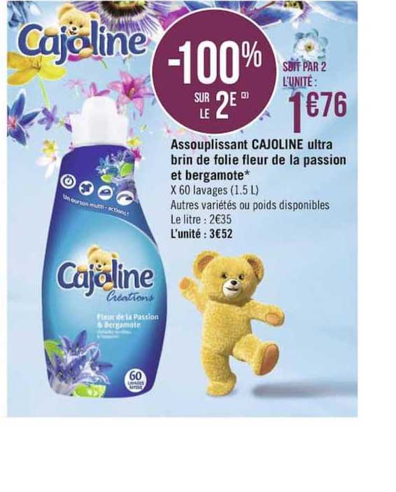 assouplissant cajoline ultra brin de folie fleur de la passion et bergamote -100% sur le 2ème