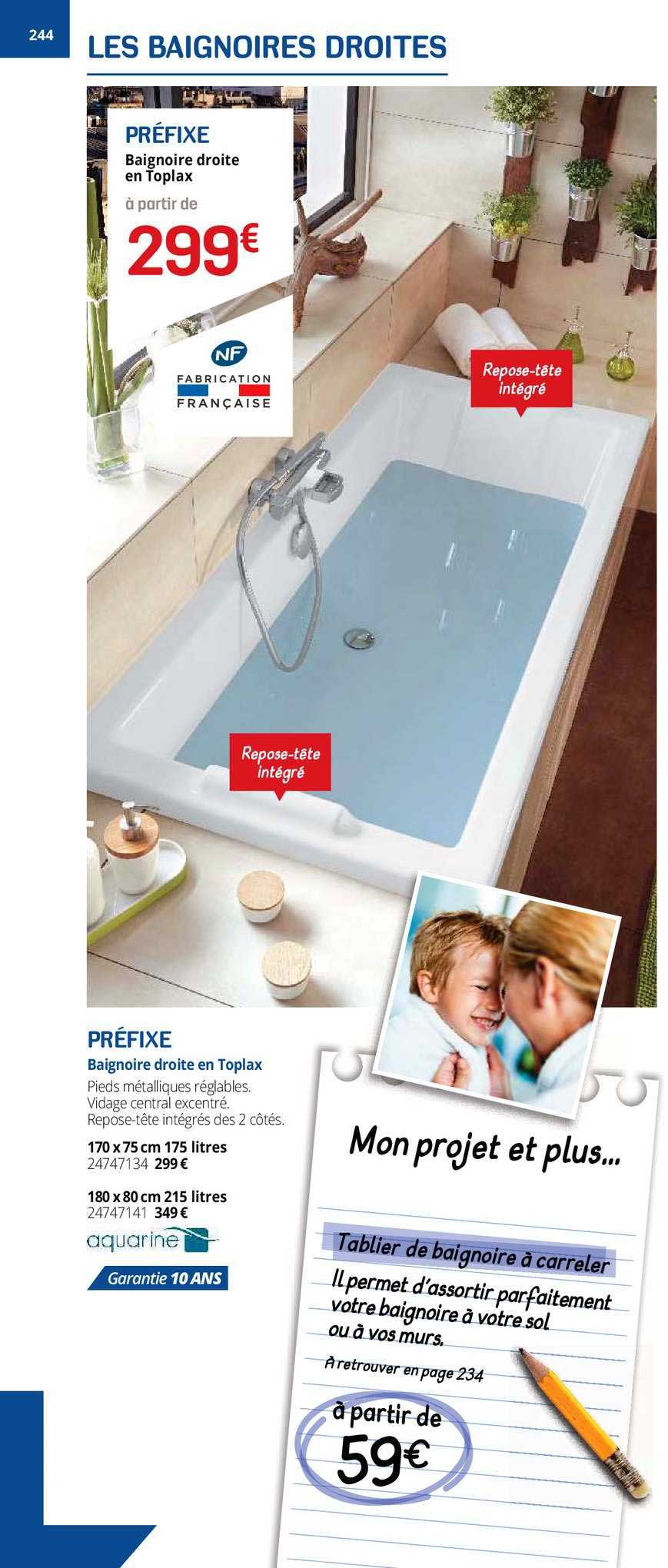 Baignoire Droite En Toplax Préfixe