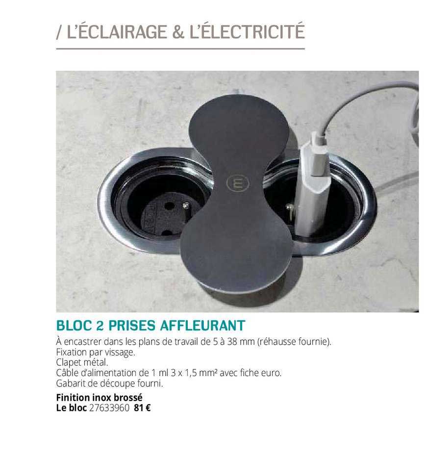 bloc 2 prises affleurant