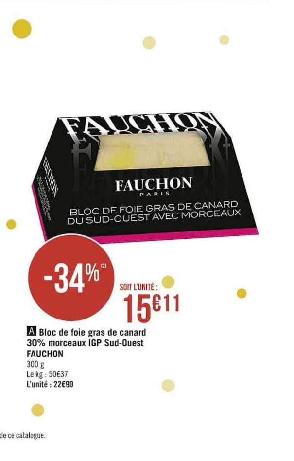 bloc de foie gras de canard 30% morceaux igp sud-ouest fauchon