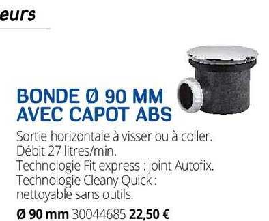 bonde 90 mm avec capot abs