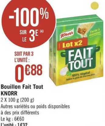 bouillon fait tout knorr -100% sur le 3e