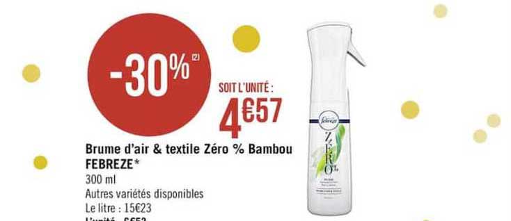 brume d'air & textile zéro % bambou febreze