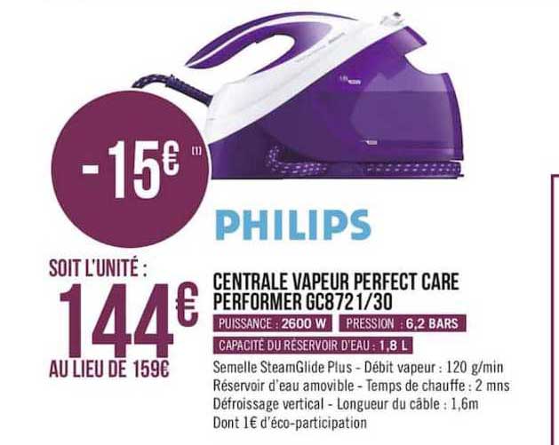 centrale vapeur perfect care performer gc8721 30