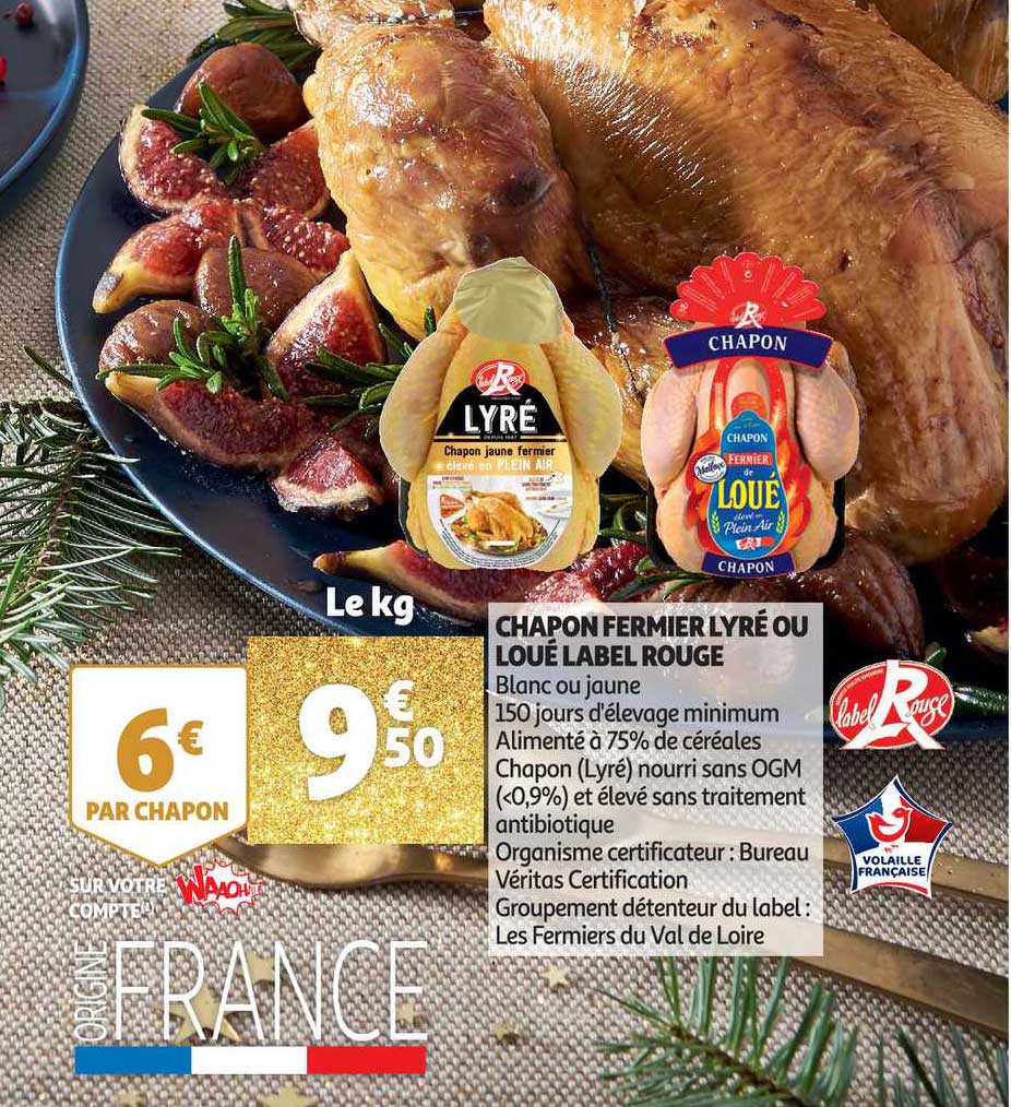 chapon fermier lyré ou loué label rouge
